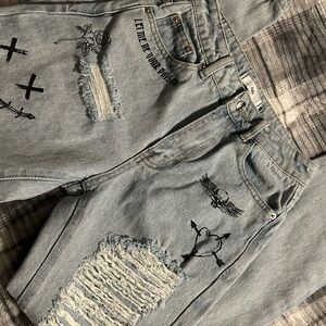 Adika Denim jeans size XSMALL punk graphic print